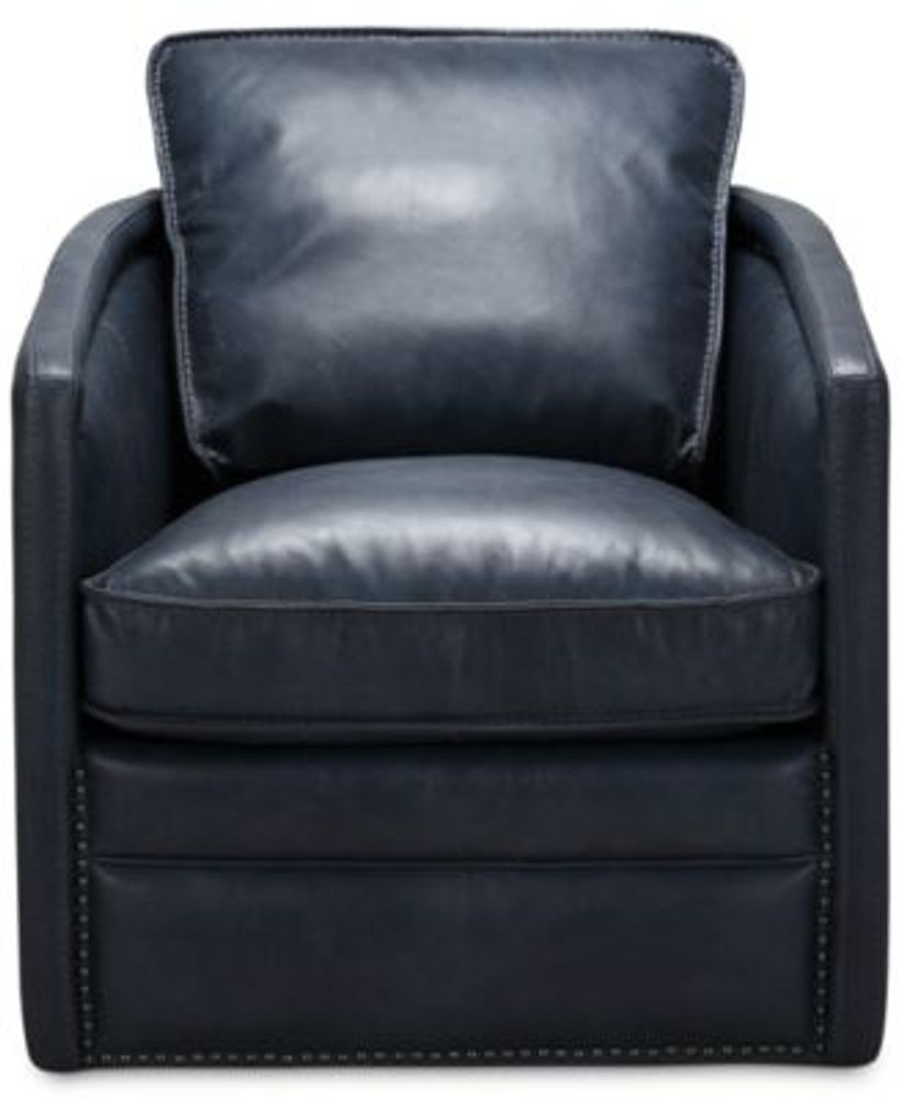 Furniture Naythin 29" Leather Swivel Chair, Created for Macy's Mall