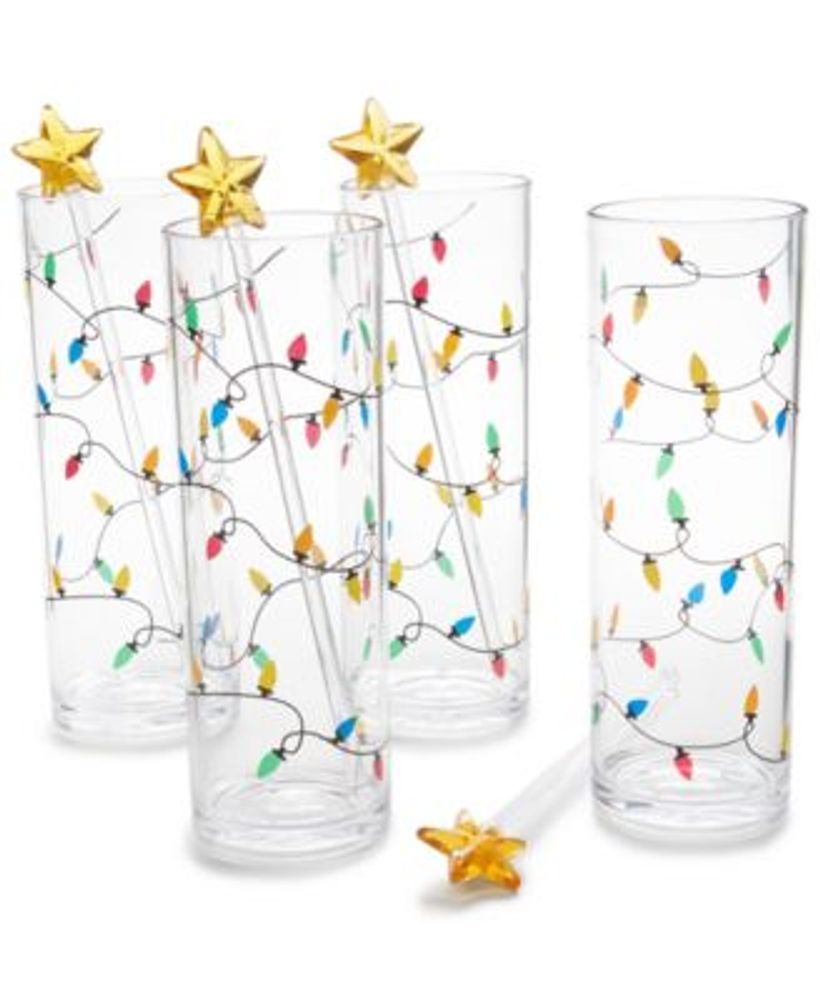 The Cellar Lights Tom Collins Glasses & Star Stirrers, Set of 4