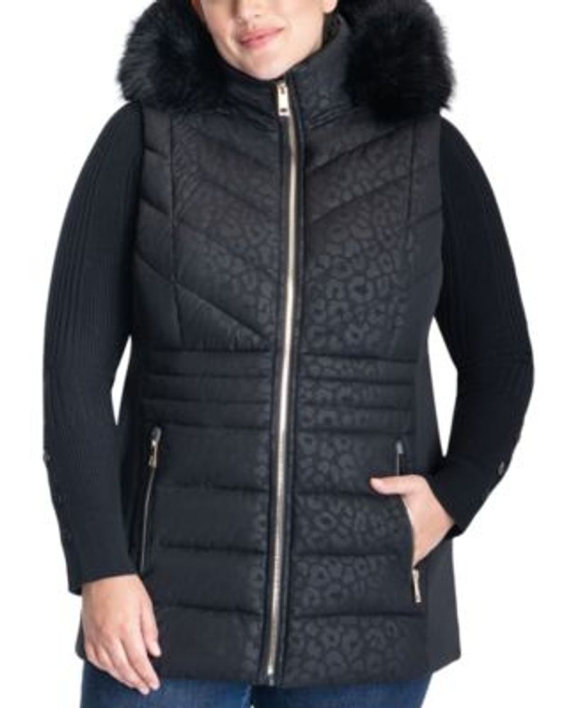 Fur trimmed hooded vest top