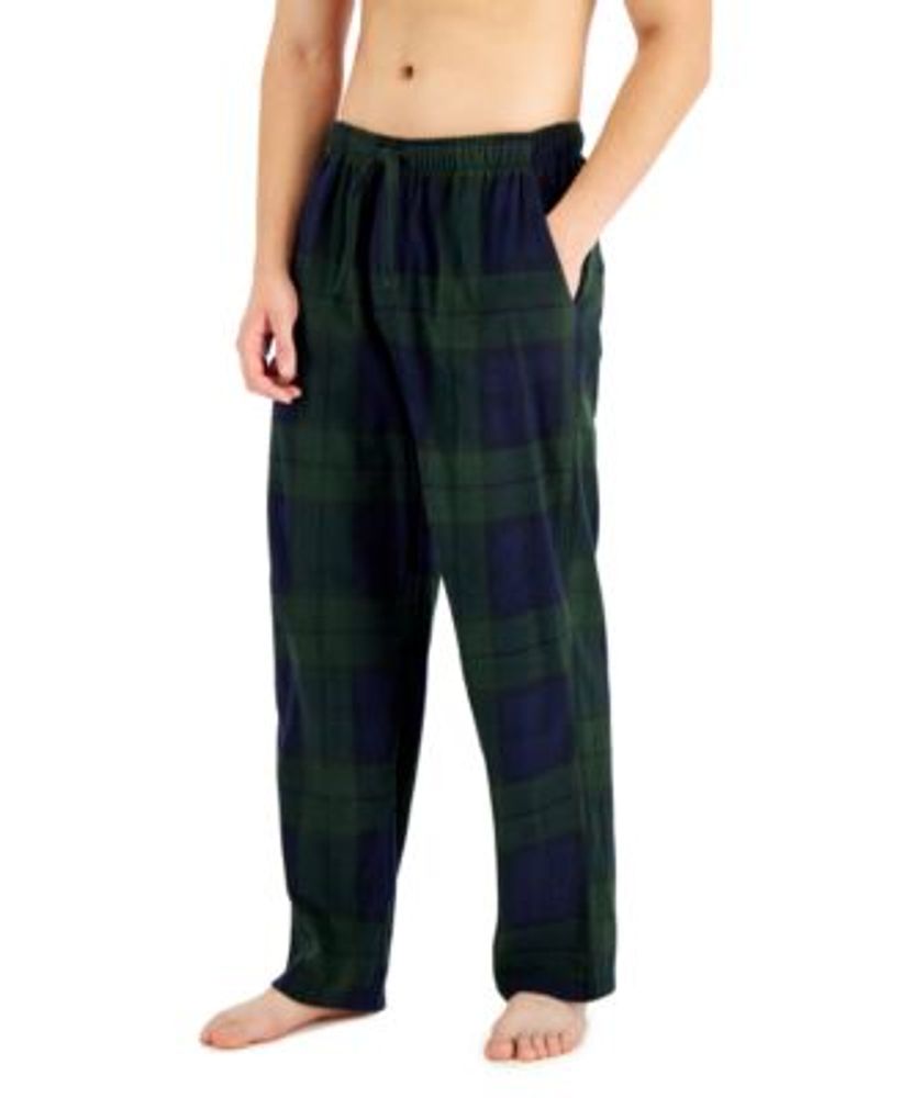 Club Room Men's Black Watch Tartan Fleece Pajama Pants, Created for ...