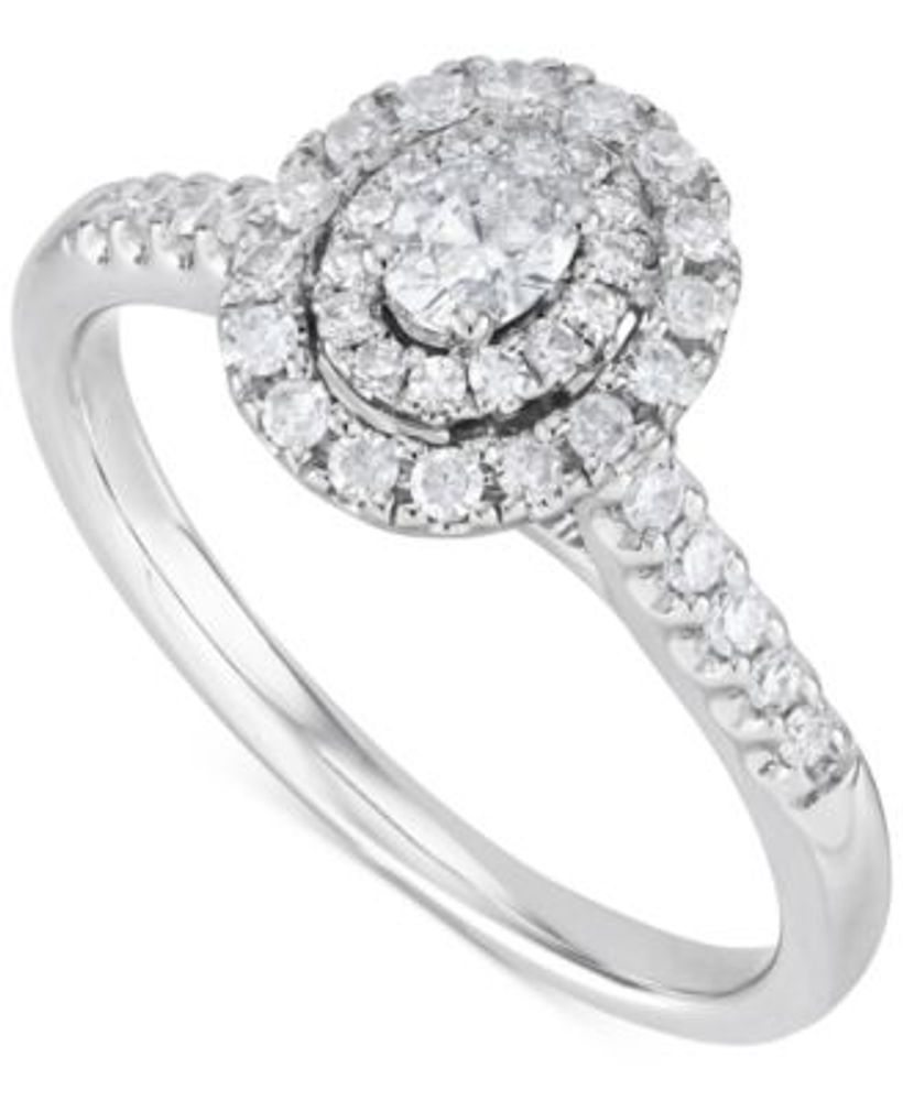 Macy's Diamond Oval Halo Engagement Ring (1/2 ct. t.w.) in 14k White Gold Mall of America®