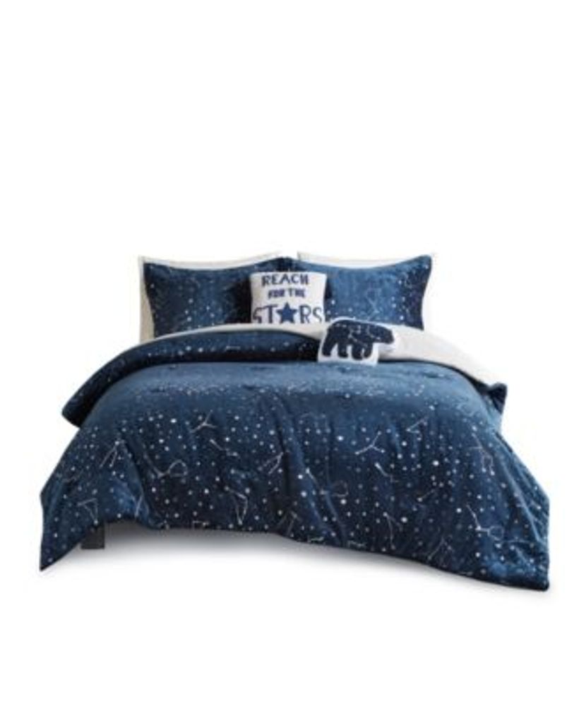 Urban Habitat Shining Stars Piece Metallic Printed Velvet Comforter Set