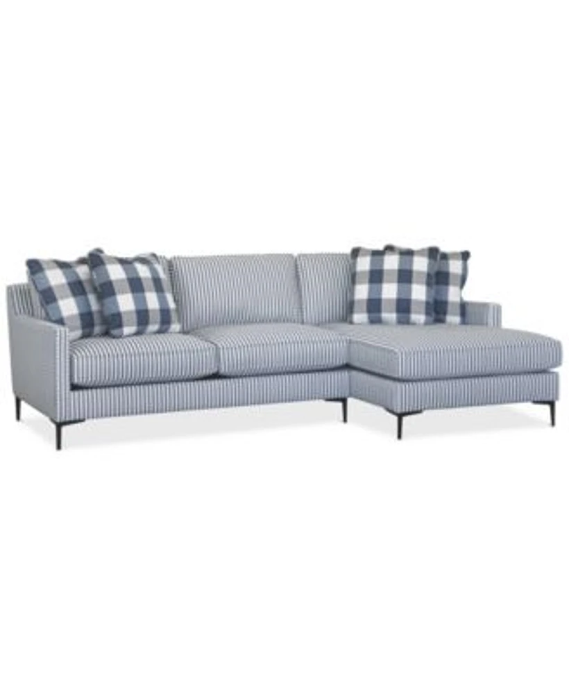 Furniture Laylanna 108" 2Pc. Fabric Striped Sectional with Chaise