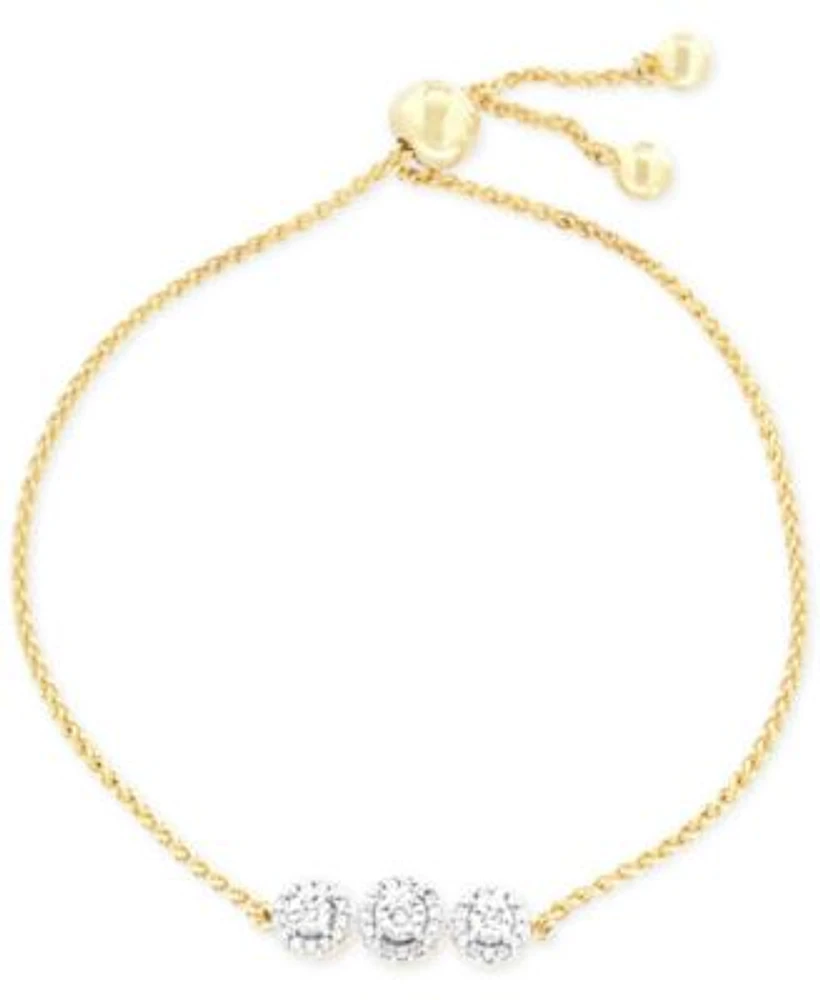 Diamond cluster bolo bracelet outlet