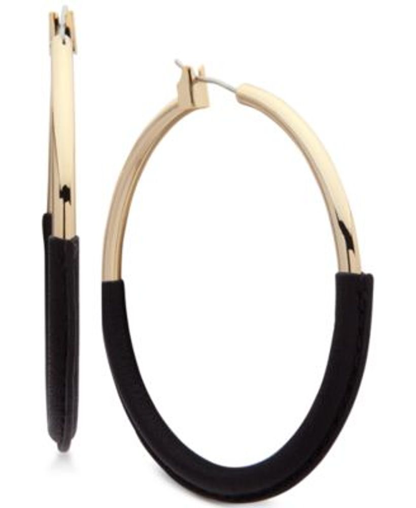 Lauren Ralph Lauren Large Leather Wrapped Hoop Earrings 2 1 4