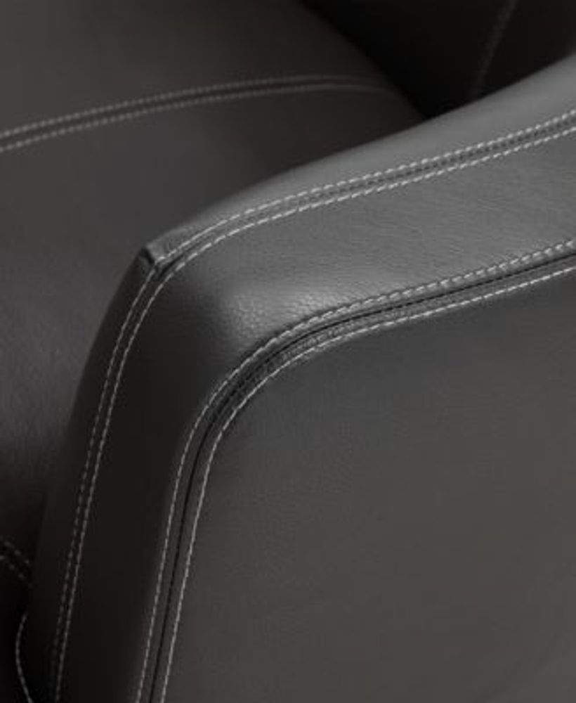 Furniture Kouri 61" Leather Swivel Cuddle Chair, Created for Macy's