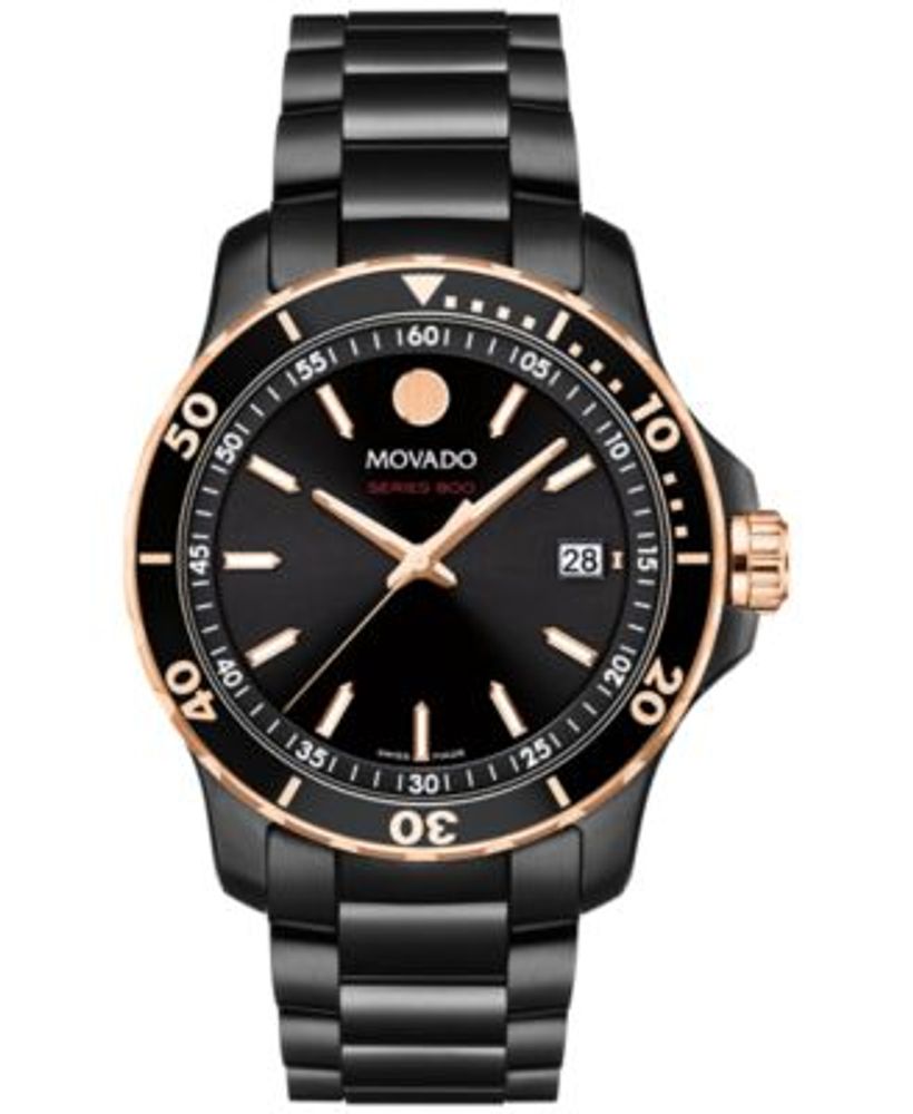 Movado Series 800 Men s Swiss Black PVD Bracelet Watch 40mm