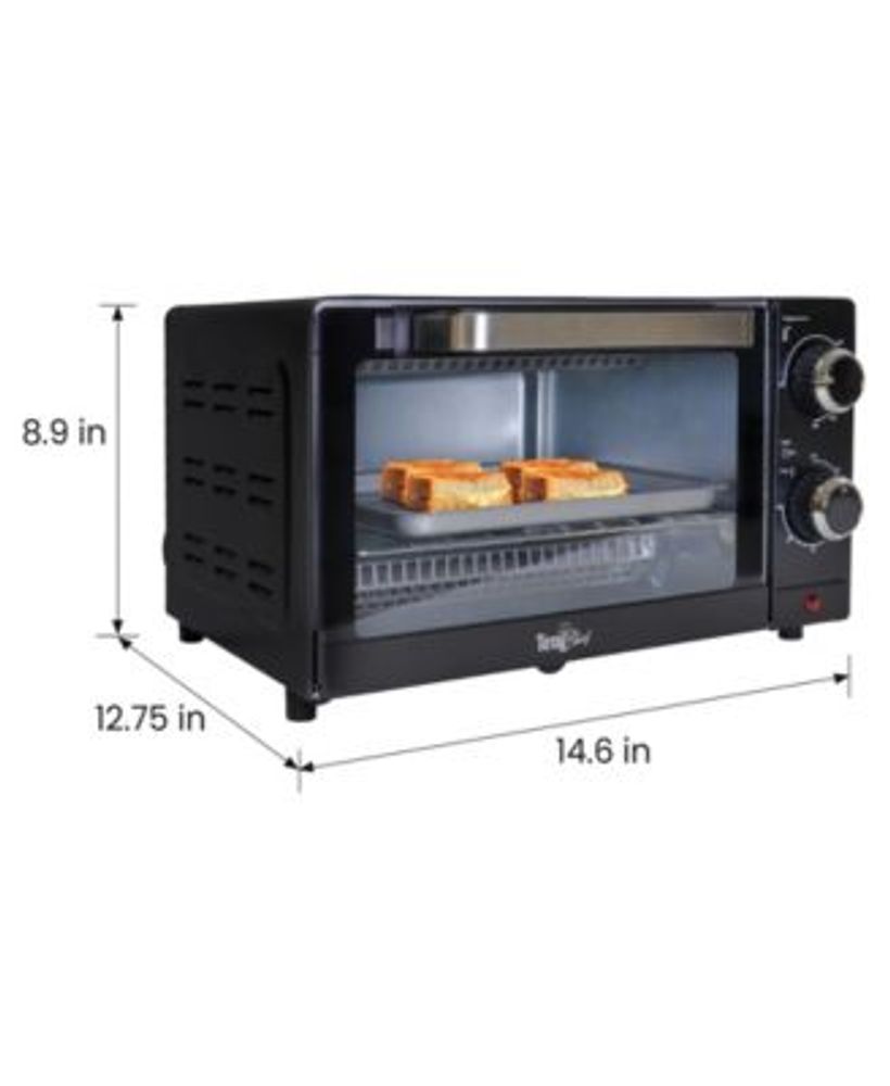 Total Chef 4Slice Toaster Oven, 1000W, Black Compact Countertop Oven