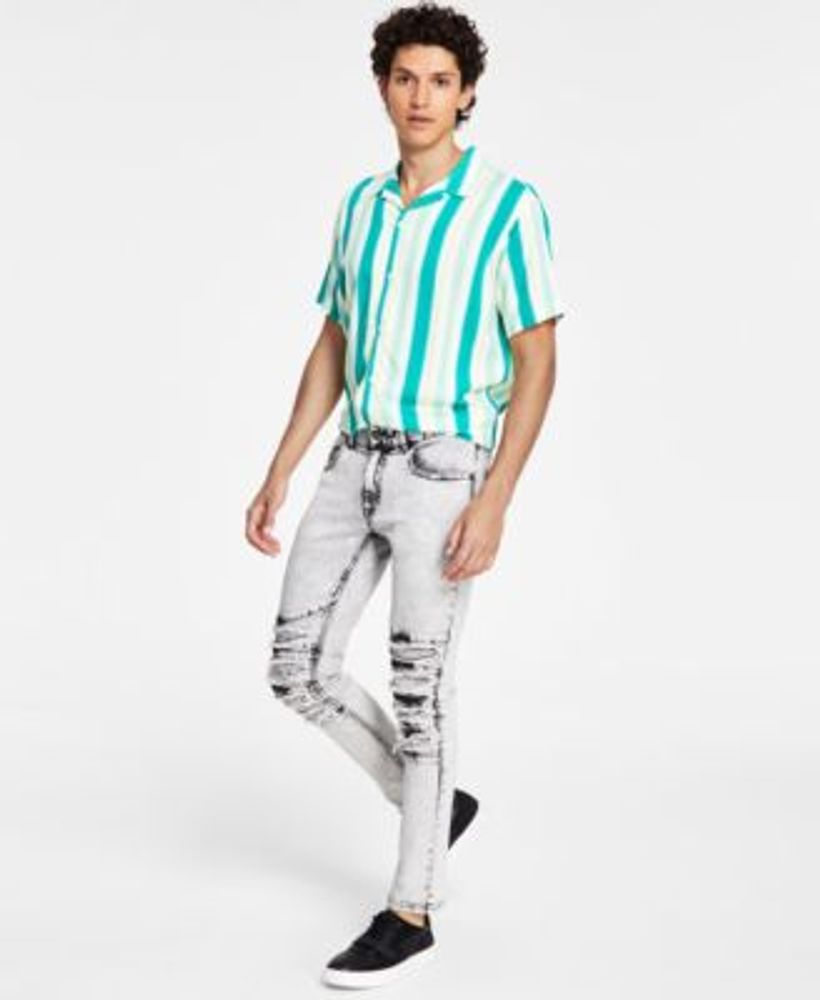 INC International Concepts Men s Ripped White Wash Moto Skinny