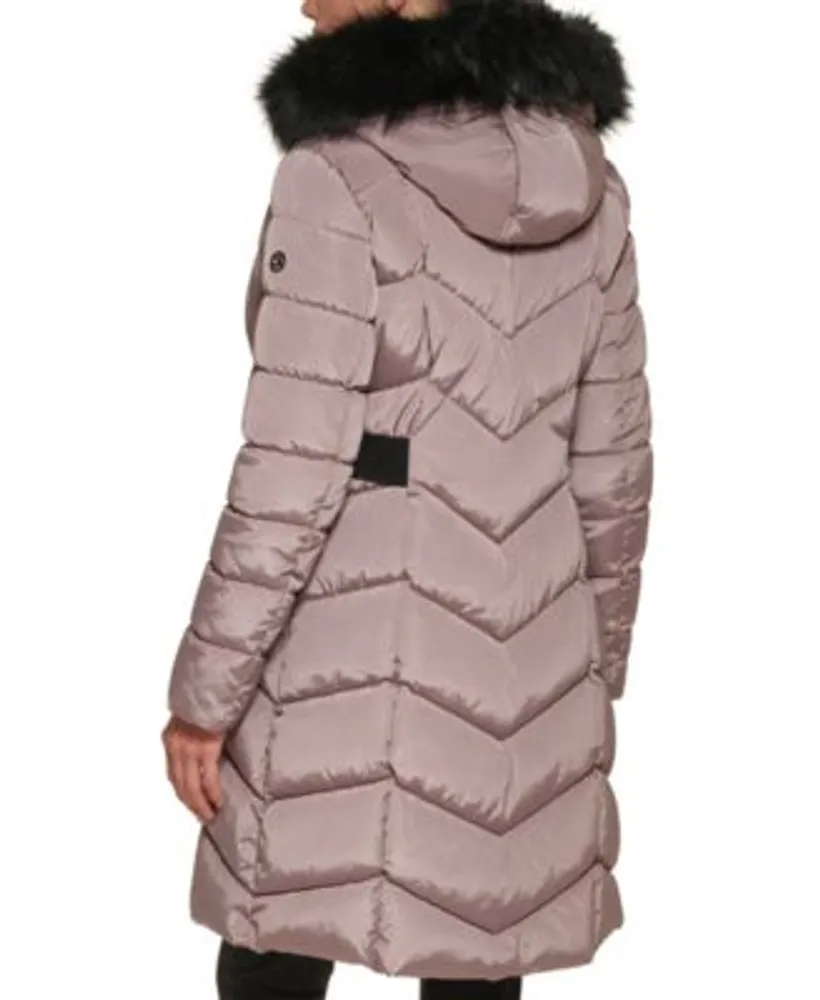 Calvin klein faux fur trimmed puffer coat deals