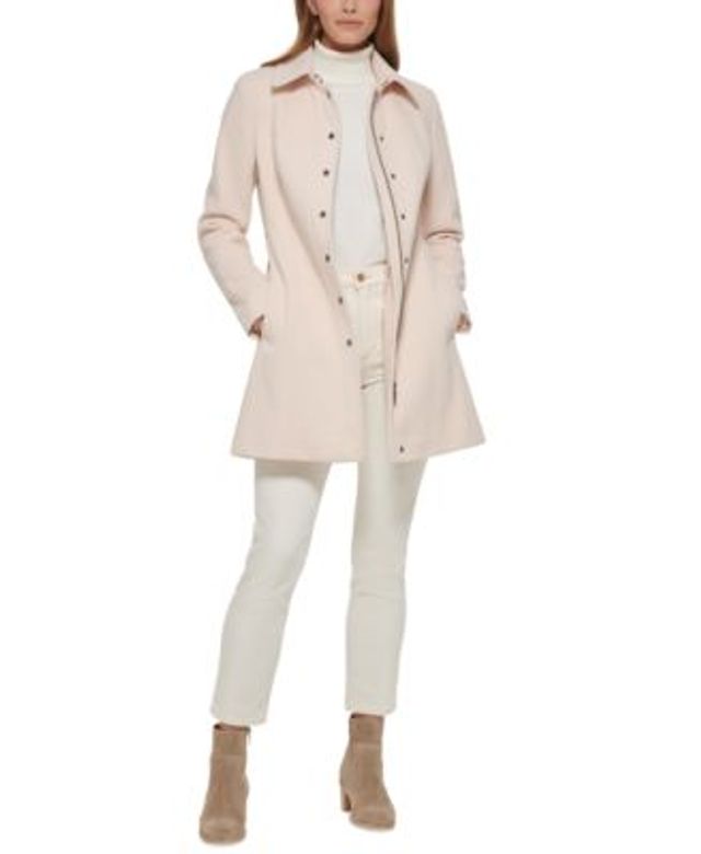 Introducir 77+ imagen calvin klein women's snap zipper clubcollar coat