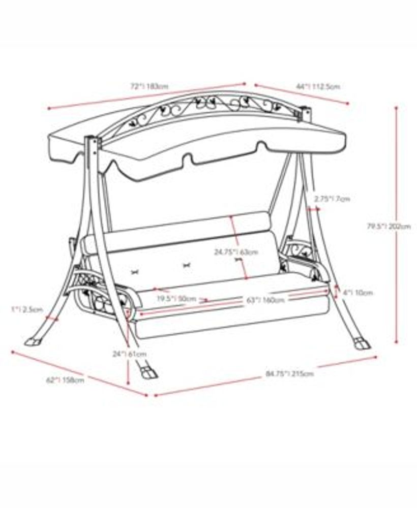 CorLiving Distribution Nantucket Patio Swing with Arched Canopy Mall