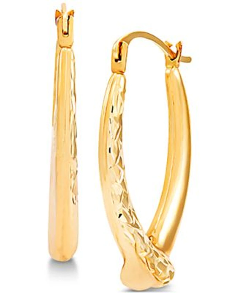 Macy s Textured Crisscross Oval Hoop Earrings in 14k Gold