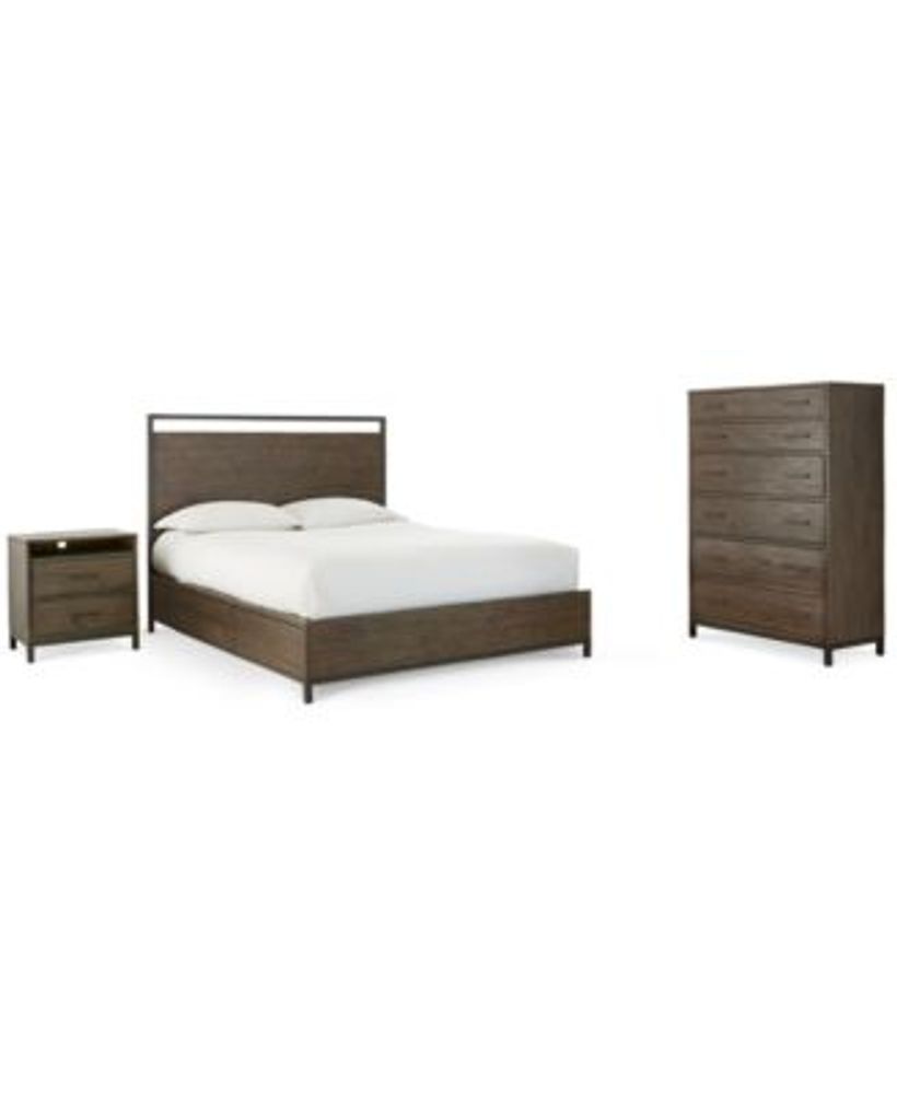 Furniture Gatlin 3Pc. Brown Bedroom Set, (Full Storage Bed, Nightstand