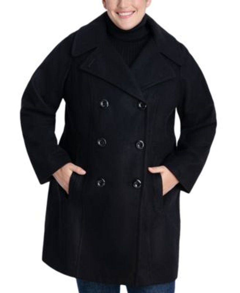 Anne Klein Plus DoubleBreasted Peacoat, Created for Macy's Mall of