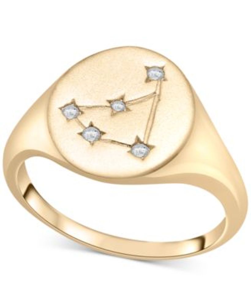 白 フリル付 ラップド リング アクセサリー レディース Diamond Capricorn Constellation Ring (1/20 ct.  in 10k Gold, Created for Macy's Yellow Gold 通販