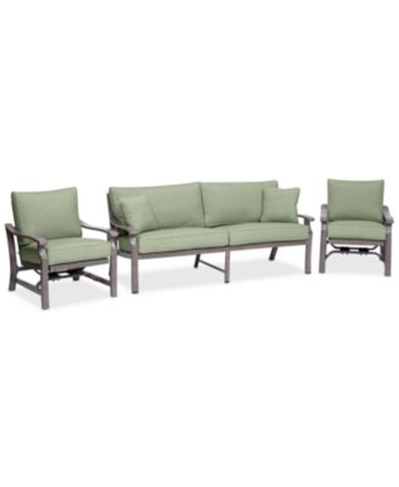 Agio Tara Aluminum Outdoor 3Pc. Seating Set (1 Sofa & 2 Rocker Chairs