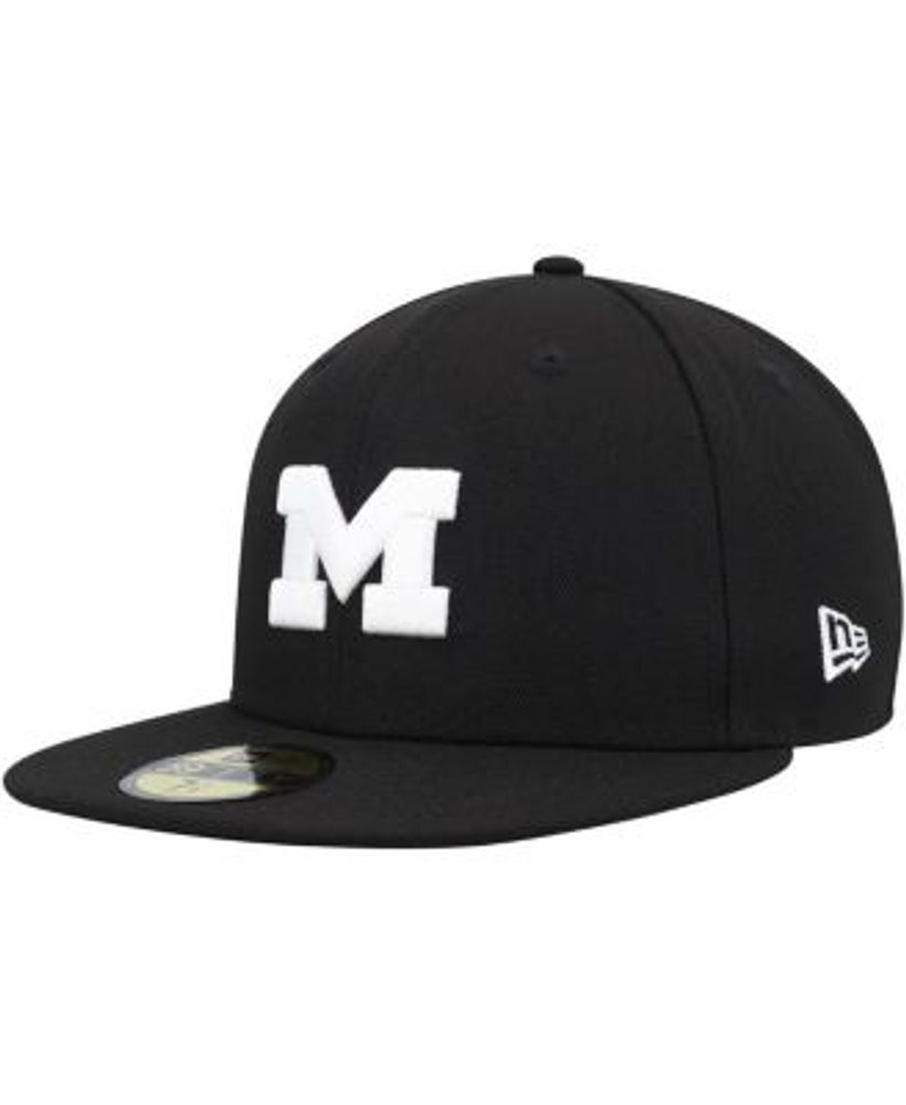 New Era Men's Michigan Wolverines Black and White 59FIFTY Fitted Hat