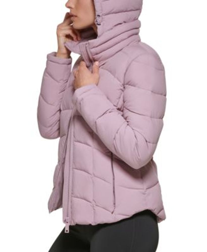 Calvin Klein Women's Hooded Stretch Packable Puffer Coat, Created for