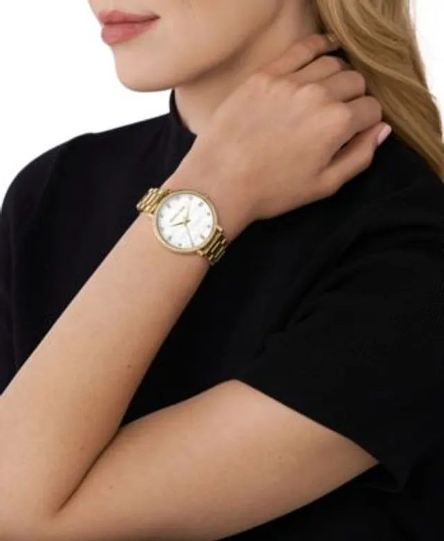 Michael Kors Women's Pyper Three-Hand Gold-Tone Bracelet Watch