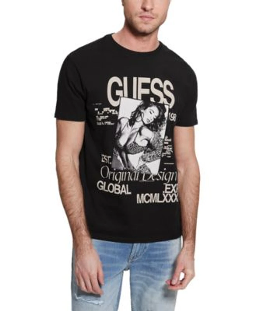 GUESS Men s Poster Girl Collage Short Sleeve Crewneck T Shirt