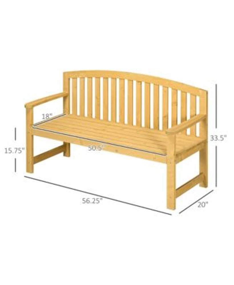 Outsunny 56" Outdoor Wood Bench, 2Seater Wooden Garden Bench with