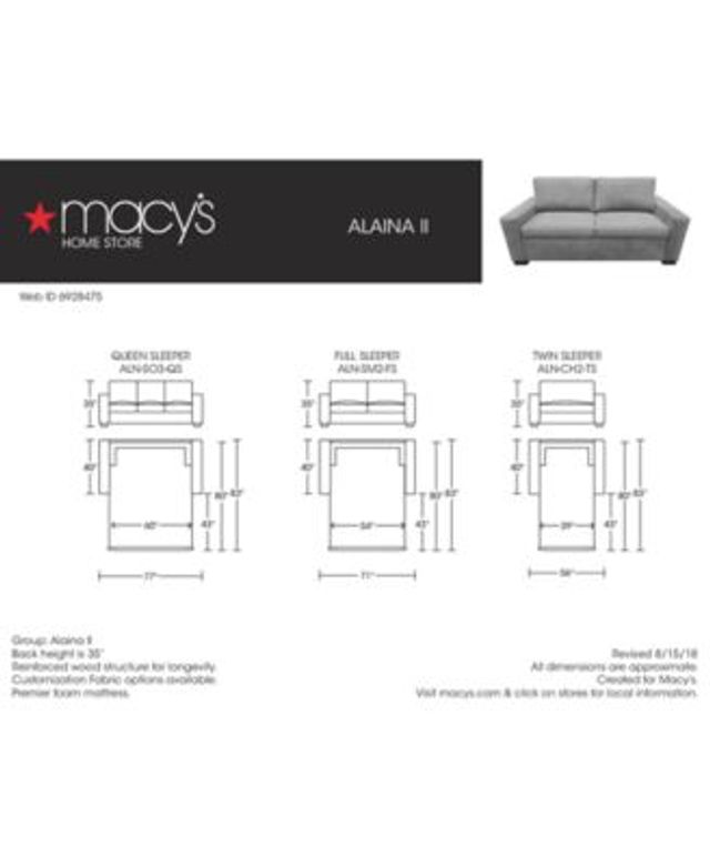 Macy S Alaina Sleeper Sofa Baci Living Room