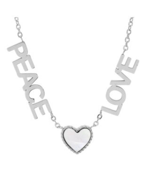 STEELTIME Stainless Steel Peace Love Drop Necklace with Heart