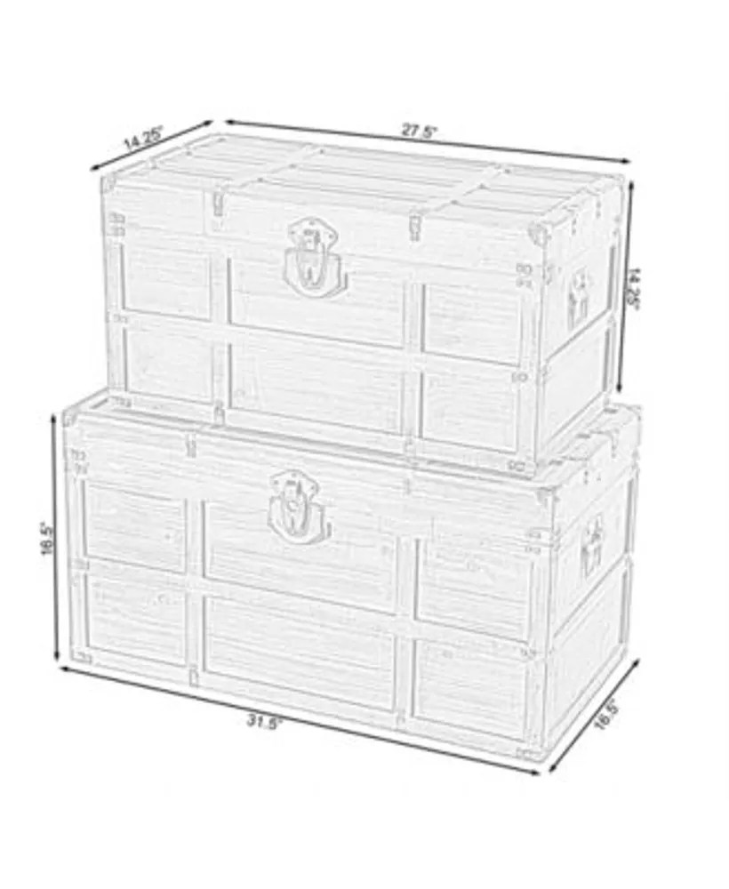 Vintiquewise Wooden Rectangular Lined Rustic Storage Trunk with Latch