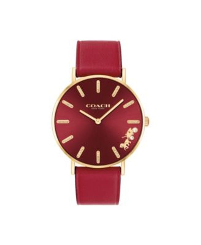 COACH Women s Perry Red Leather Strap Watch 36mm Montebello Town