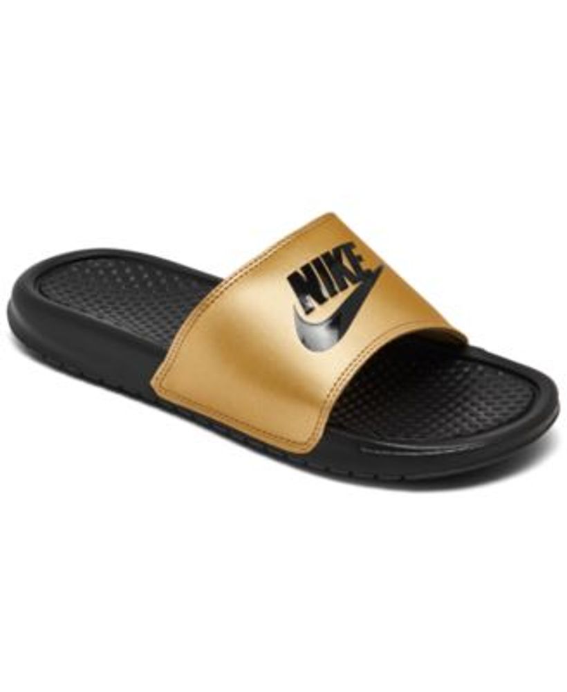 Nike gold sales swoosh slides
