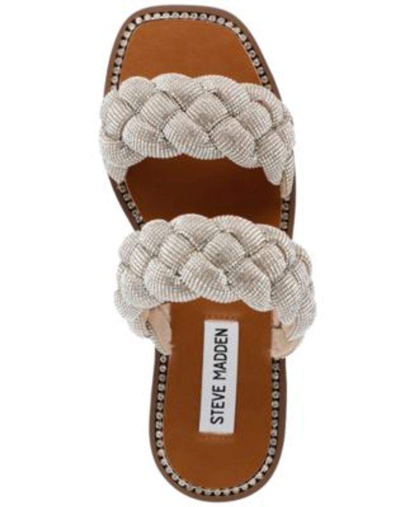 Steve Madden Women s Newbie Braided Rhinestone Slide Sandals