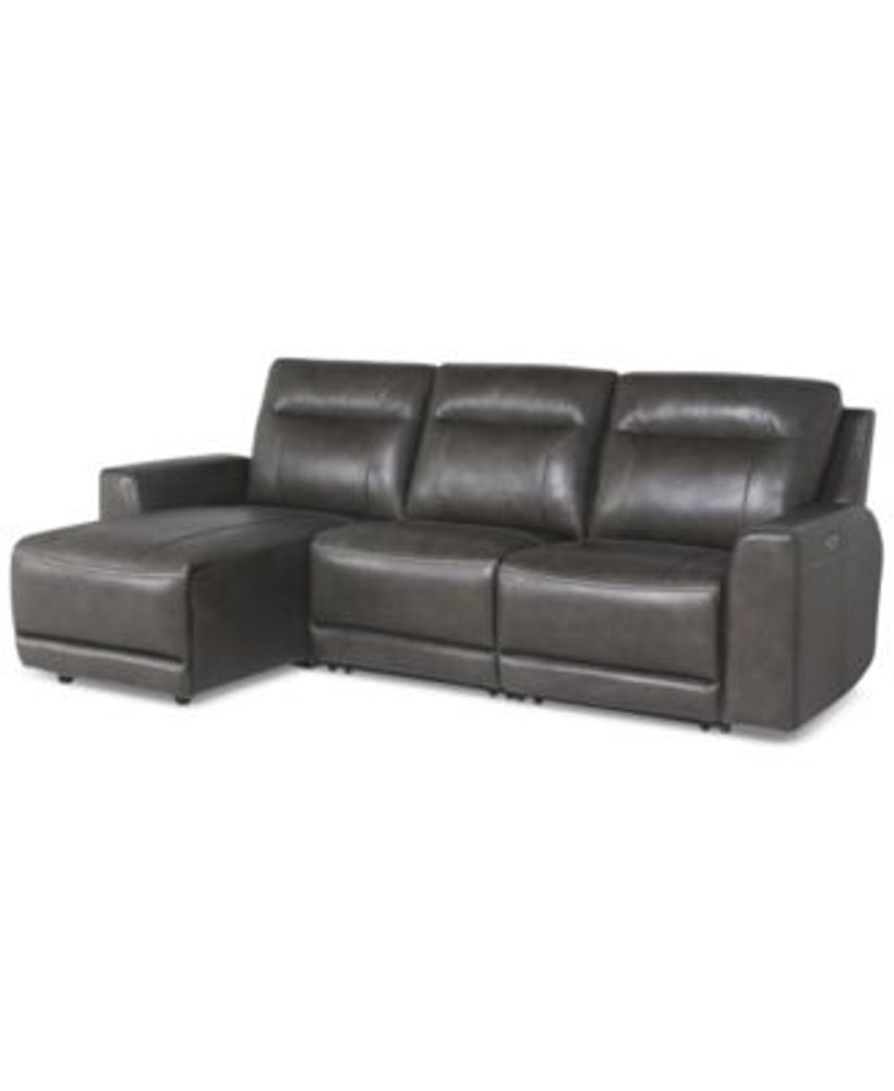 Macy's CLOSEOUT! Blairemoore 3Pc. Leather Sofa with Power Chaise and 2 Recliners, Created for