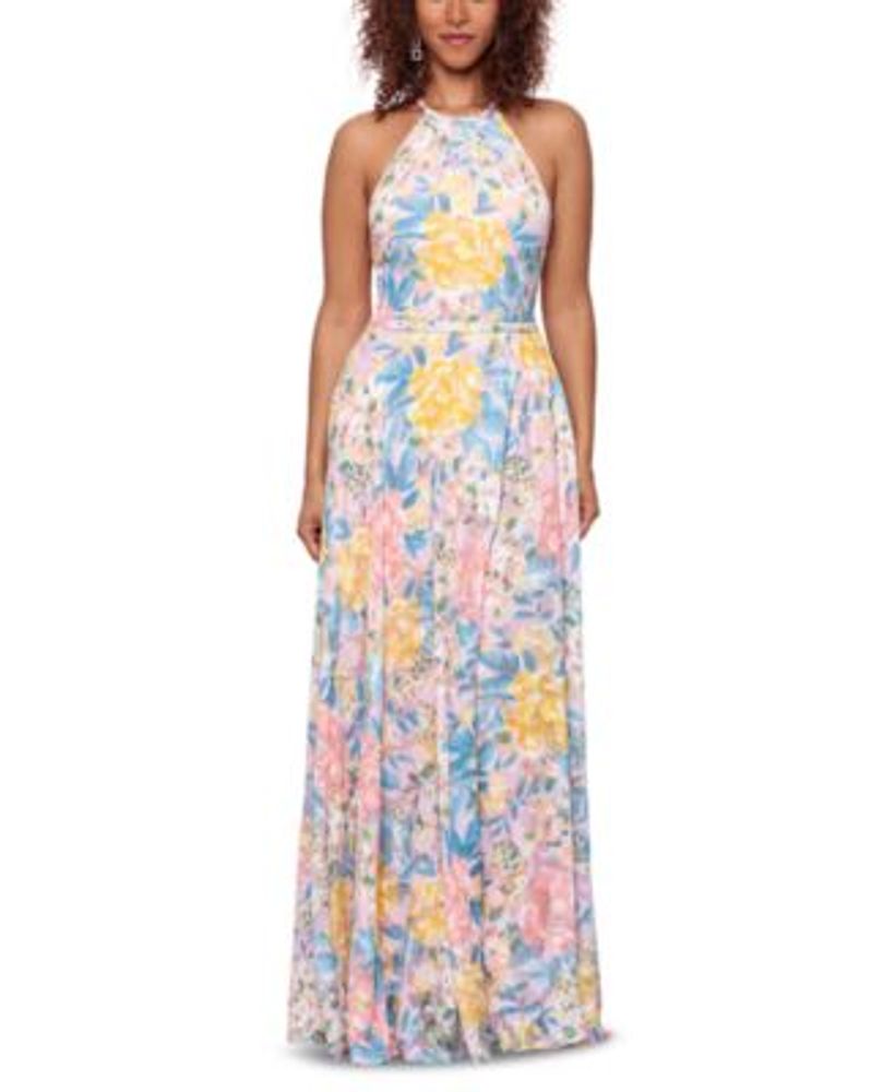 Betsy & adam petite floral halter maxi gown new arrivals