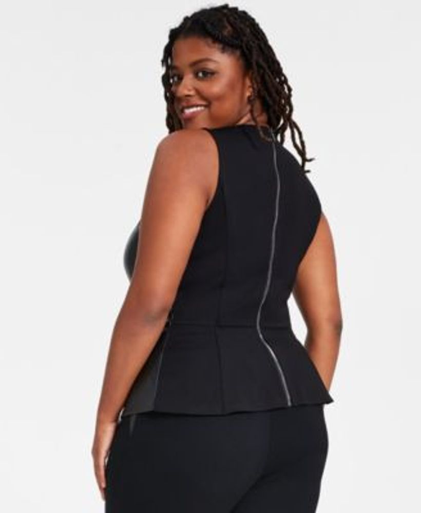 Faux leather peplum sales top plus size