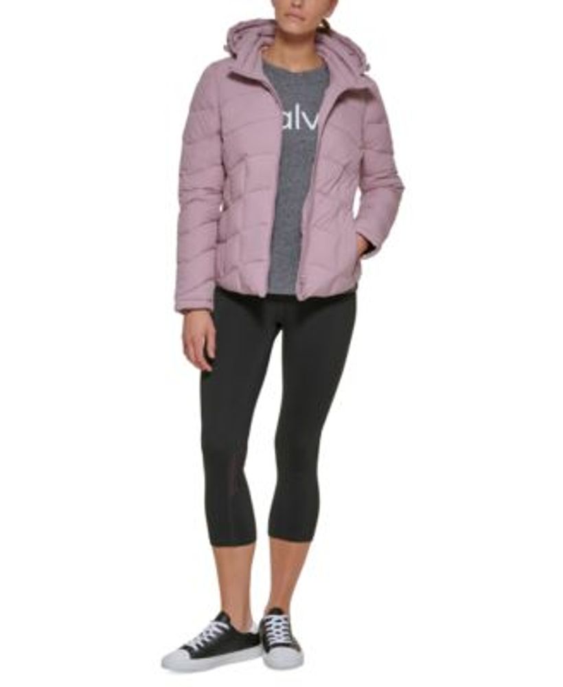 Calvin Klein Women's Hooded Stretch Packable Puffer Coat, Created for