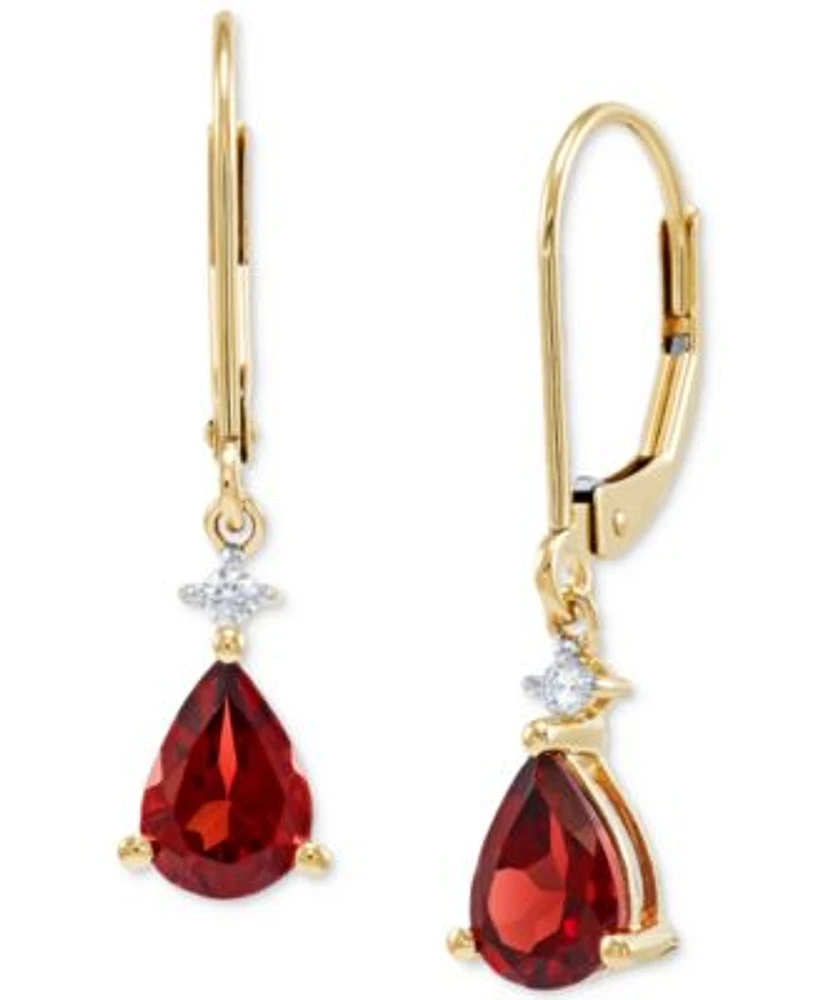 Macy s Garnet 1 3 4 ct. t.w. Diamond 1 20 ct. t.w. Leverback