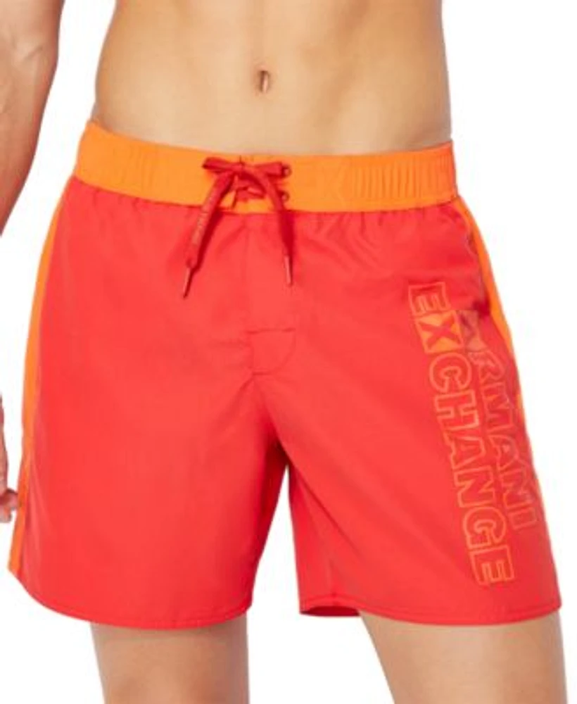 A X Armani Exchange Men s Colorblocked Logo Swim Trunks Hawthorn