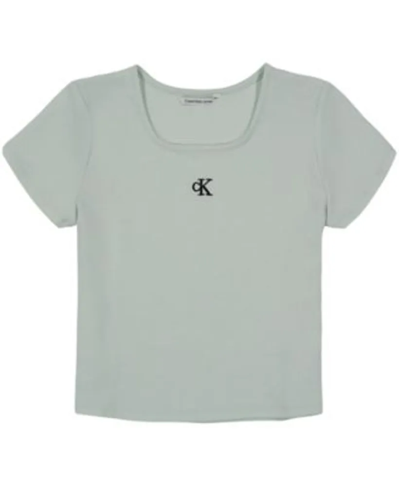 Calvin Klein Big Girls Short Sleeves Square Neck Ribbed T-shirt