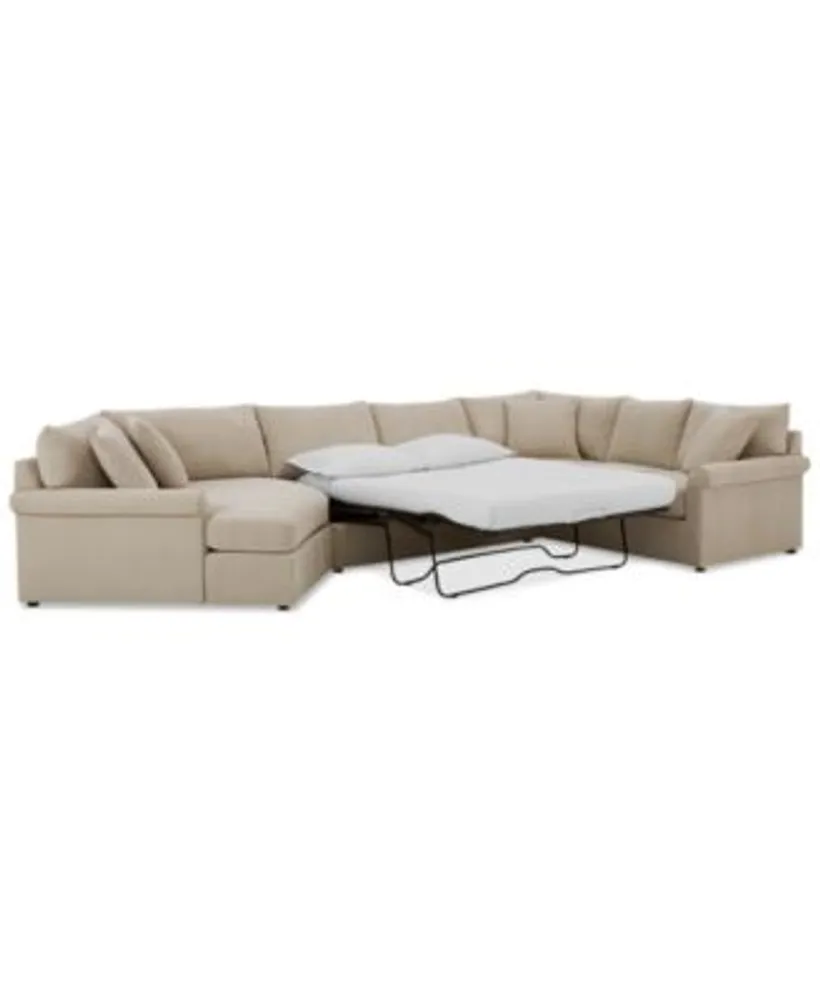 Furniture Wrenley 170" 3Pc. Fabric Sectional Full Sleeper Cuddler