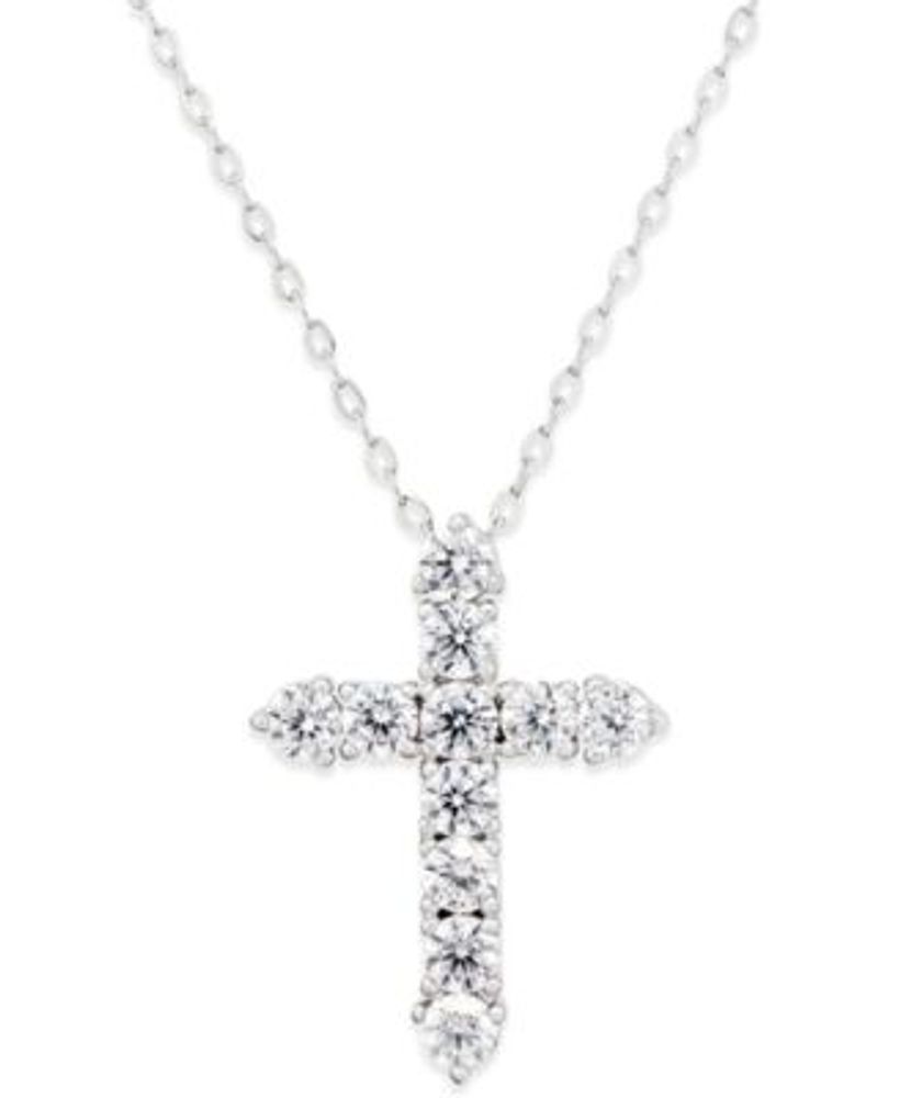 Eliot Danori Silver Tone Crystal Cross Pendant Necklace Created