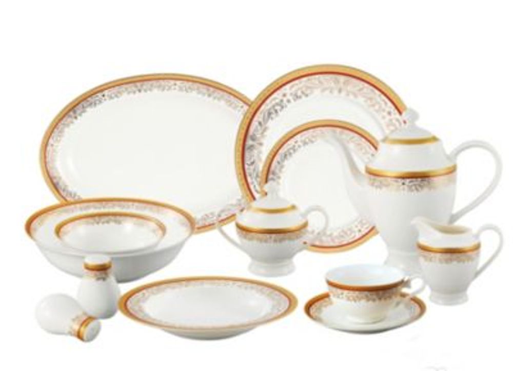 Lorren Home Trends Romina 57PC Dinnerware Set, Service for 8 Mall of
