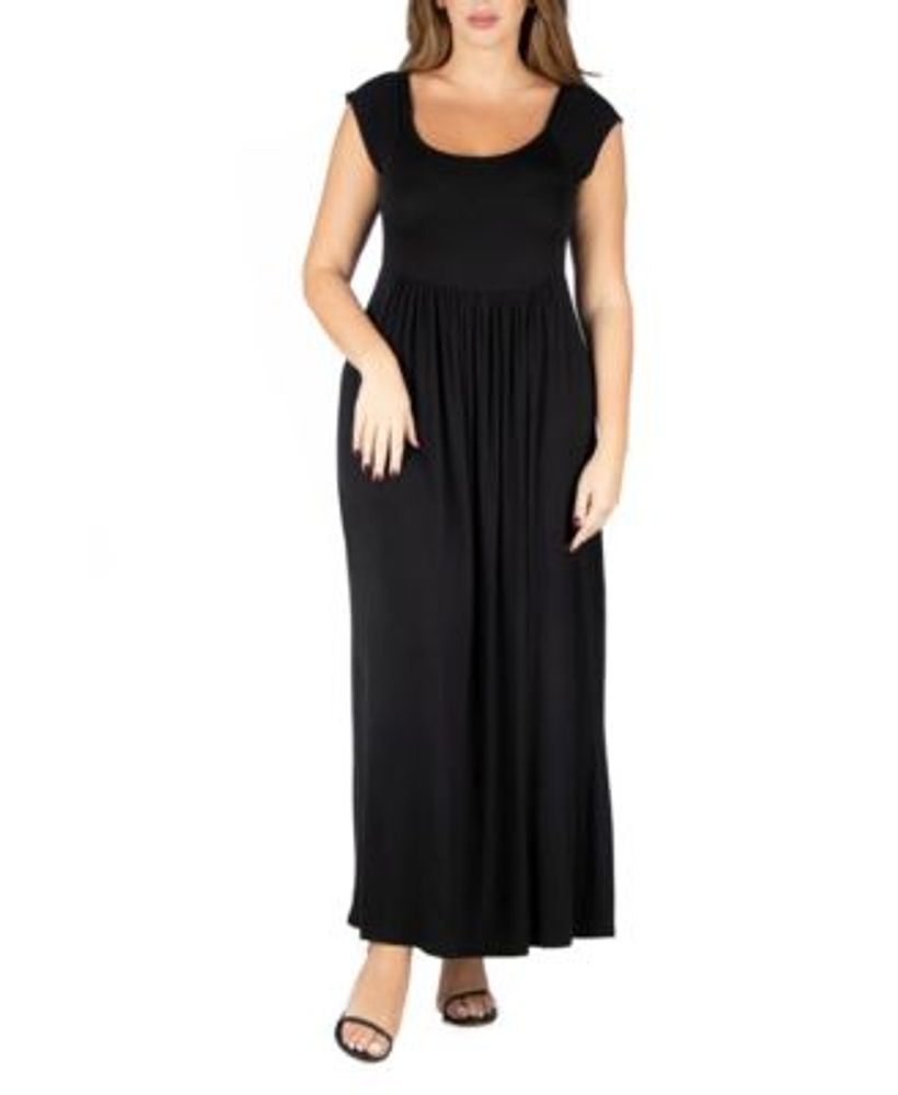 24seven Comfort Apparel Women's Plus Cap Sleeve Empire Waist Maxi Dress Mall of America®