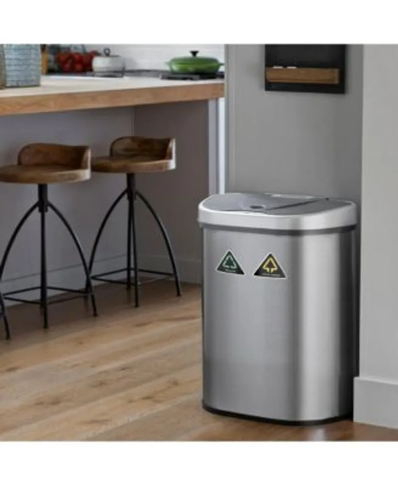 NINE STARS GROUP USA INC Dual Compartment Motion Sensor Trash Can, 18.5