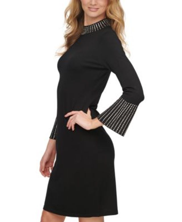 Calvin Klein Rhinestone Embellished Mock Neck Sweater Dress Mall