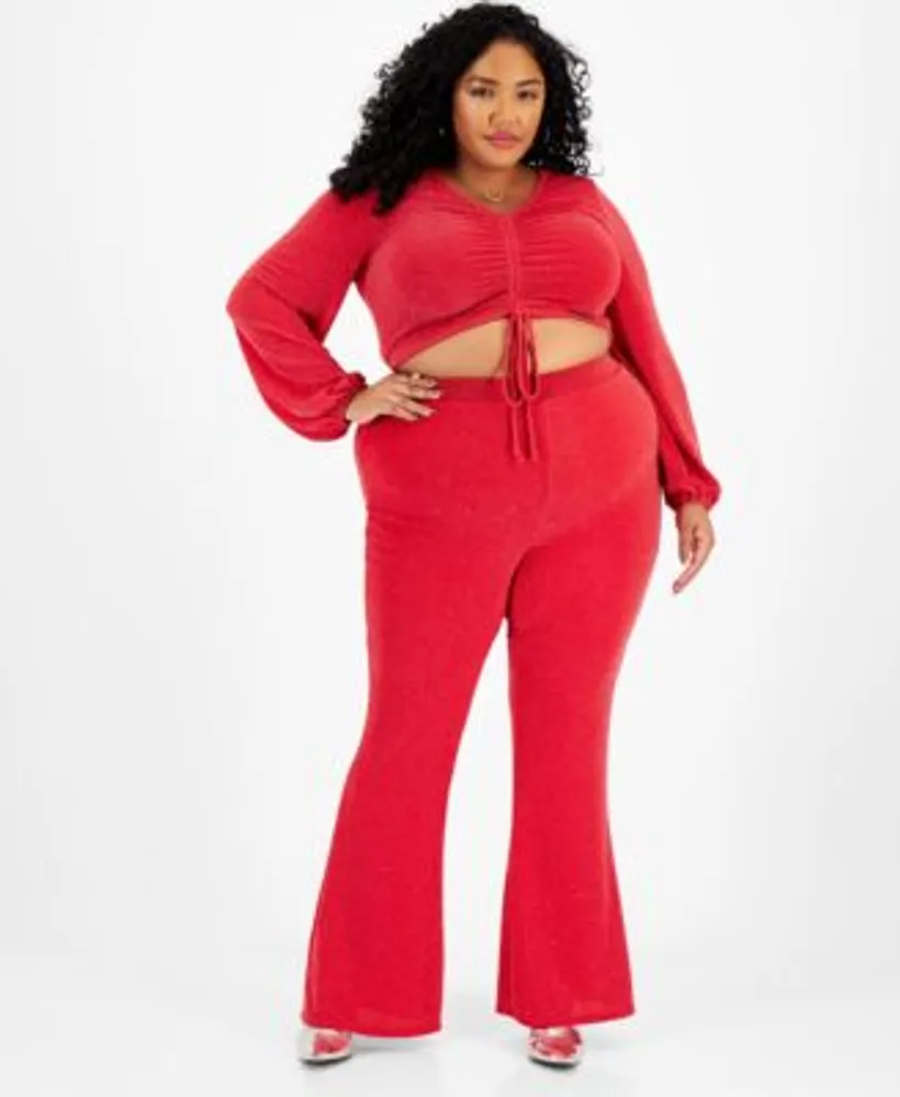 Bar III Plus Embellished Flared Pull On Pants Created for Macy s