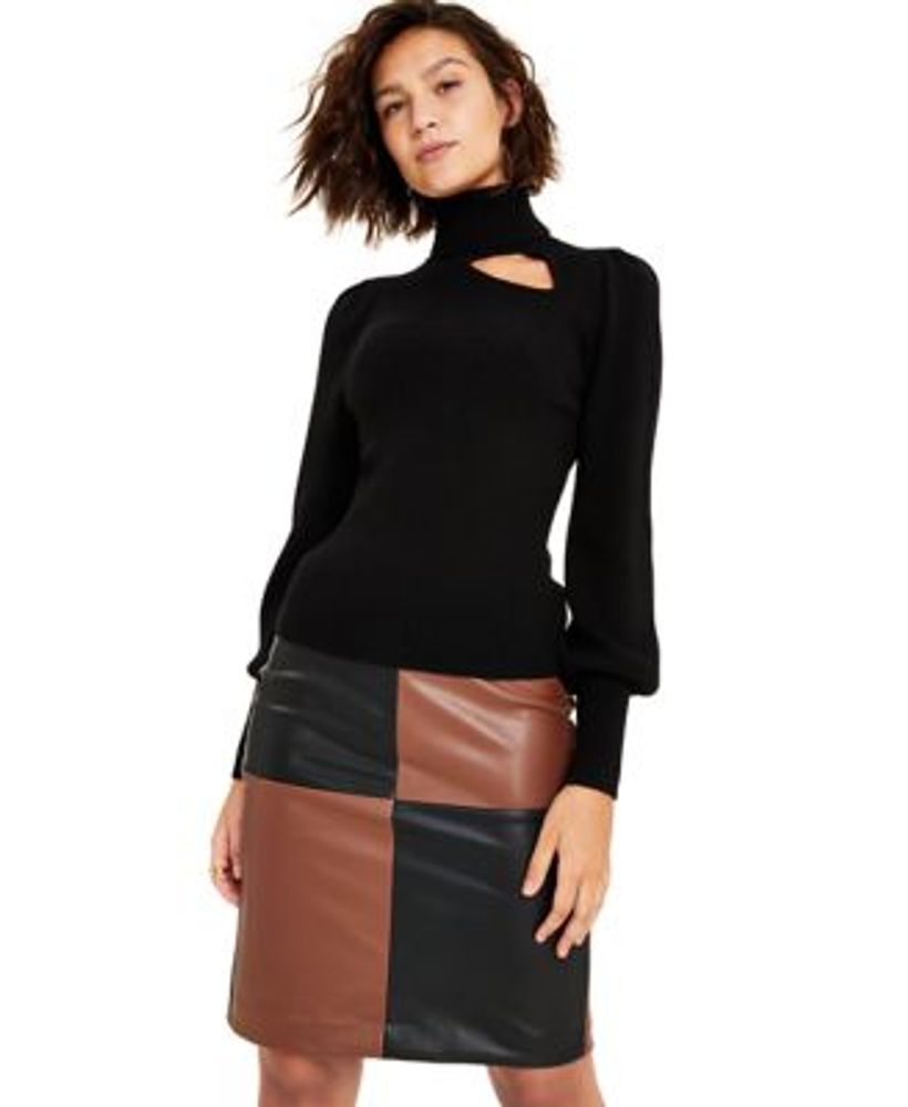 Bar III Women's Cutout Turtleneck Sweater, Created for Macy's | Mall of ...