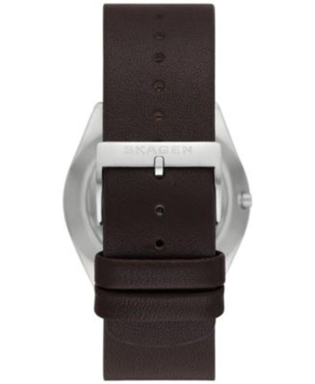Skagen Men's Grenen Solar Powered Espresso Leather Strap Watch