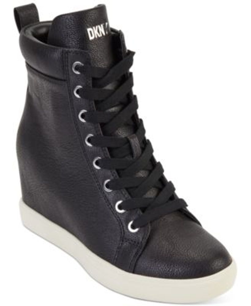 DKNY Women s Calz Lace Up Hidden Wedge High Top Sneakers Mall of