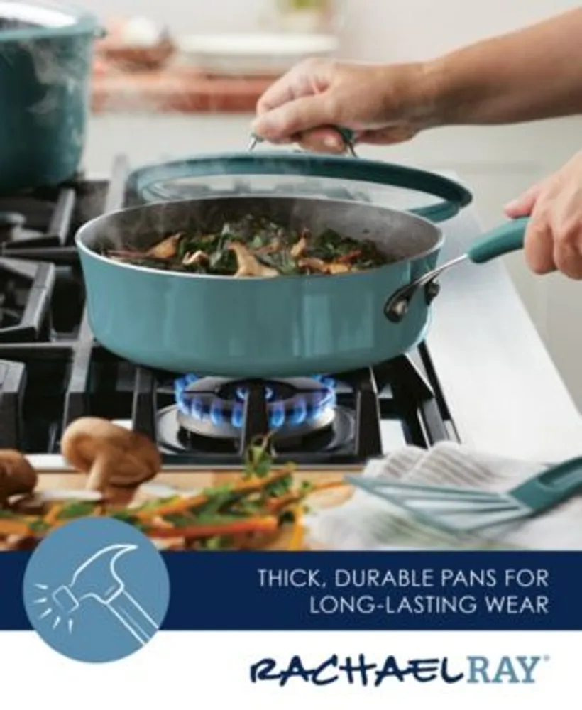 Rachael Ray Cook + Create Aluminum Nonstick Saute Pan with Lid, 3 Quart